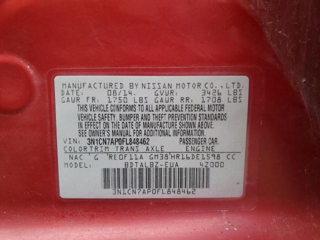 VIN 3N1CN7AP0FL848462 2015 NISSAN VERSA no.12