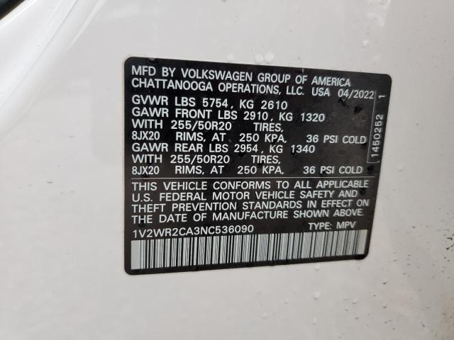 2022 VOLKSWAGEN ATLAS SE - 1V2WR2CA3NC536090