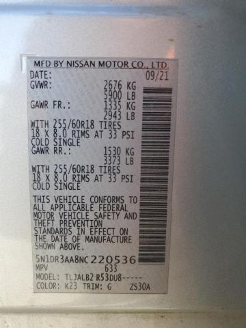 2022 NISSAN PATHFINDER - 5N1DR3AA8NC220536