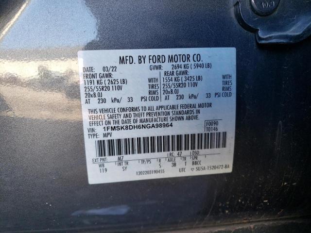 2022 FORD EXPLORER X - 1FMSK8DH6NGA98964