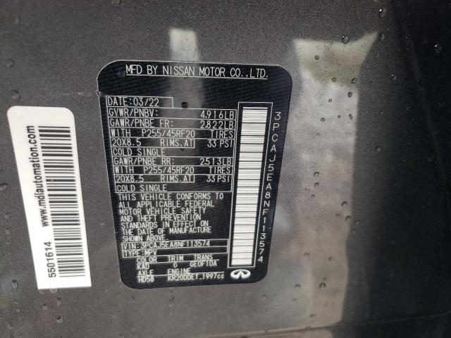2022 INFINITI QX50 SENSO 3PCAJ5EA8NF113574