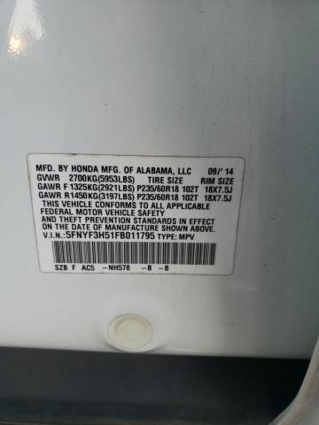2015 HONDA PILOT EXL - 5FNYF3H51FB011795