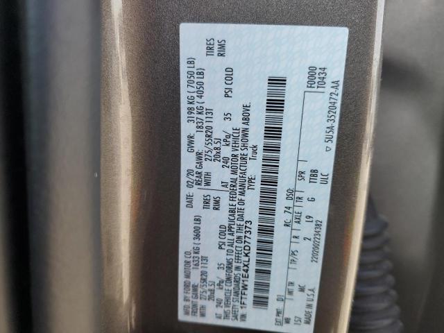 2020 FORD F150 SUPER - 1FTFW1E4XLKD77373