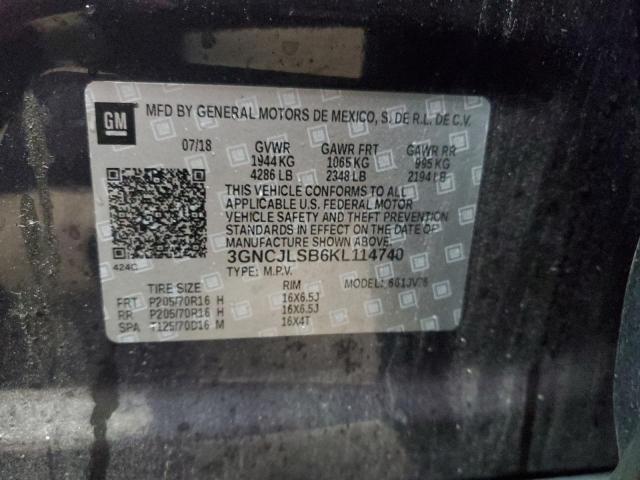 2019 CHEVROLET TRAX 1LT 3GNCJLSB6KL114740