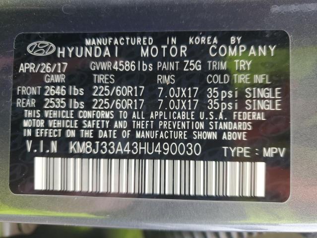 VIN KM8J33A43HU490030 2017 HYUNDAI TUCSON no.14