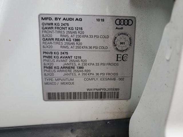 2020 AUDI Q5 TITANIU WA1FNAFY0L2033369