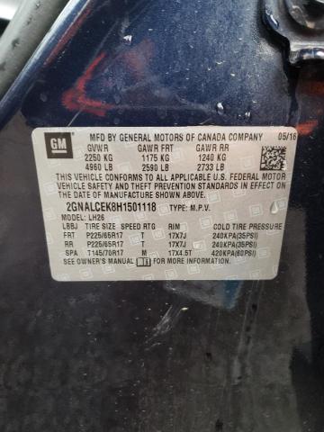 2017 CHEVROLET EQUINOX LT 2GNALCEK8H1501118