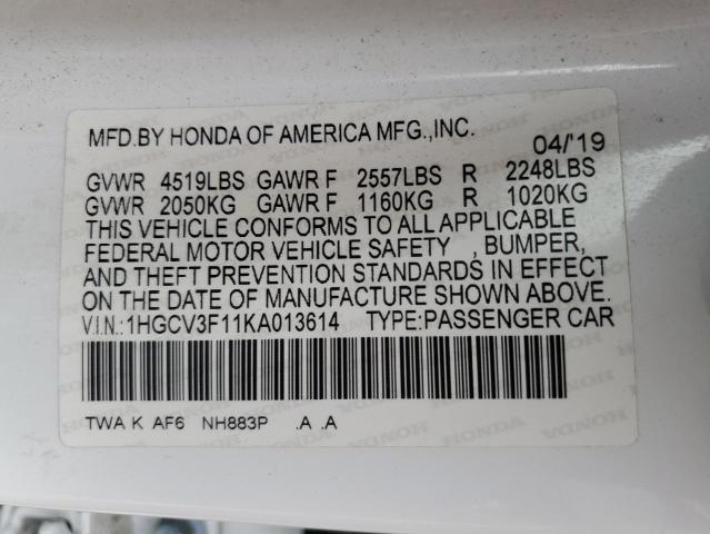 VIN 1HGCV3F11KA013614 2019 HONDA ACCORD no.12