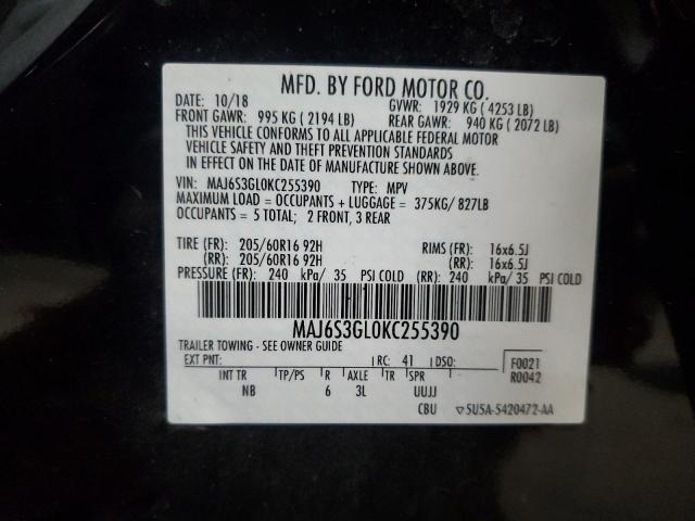 VIN MAJ6S3GL0KC255390 2019 FORD ECOSPORT no.13