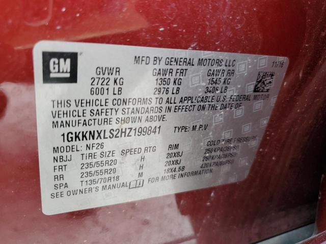 VIN 1GKKNXLS2HZ199841 2017 GMC ACADIA DEN no.14