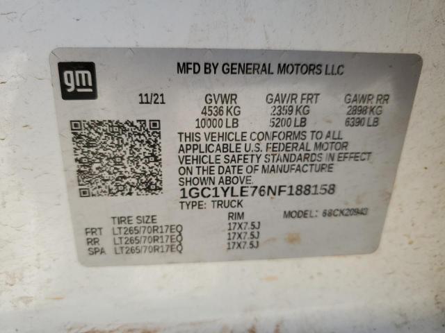 2022 CHEVROLET SILVERADO - 1GC1YLE76NF188158