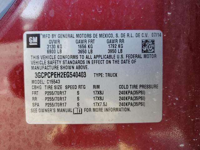 VIN 3GCPCPEH2EG540403 2014 CHEVROLET ALL MODELS no.12