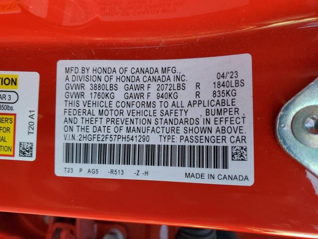 2023 HONDA CIVIC SPOR - 2HGFE2F57PH541290
