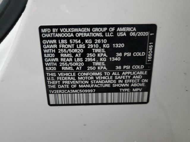 2021 VOLKSWAGEN ATLAS SEL - 1V2ER2CA3MC509997
