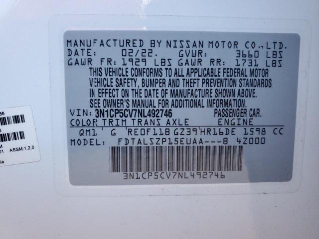 2022 NISSAN KICKS SV - 3N1CP5CV7NL492746
