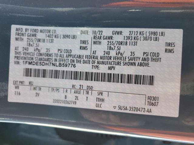 2022 FORD BRONCO BAS - 1FMDE5DH7NLB59776