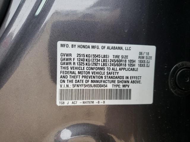 2018 HONDA PILOT EXL - 5FNYF5H59JB030454