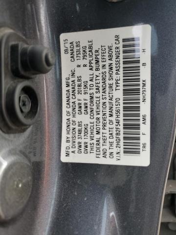 VIN 2HGFB2F54FH561570 2015 HONDA CIVIC no.12