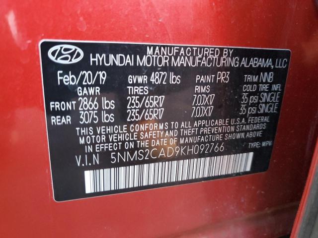 VIN 5NMS2CAD9KH092766 2019 HYUNDAI SANTA FE no.14