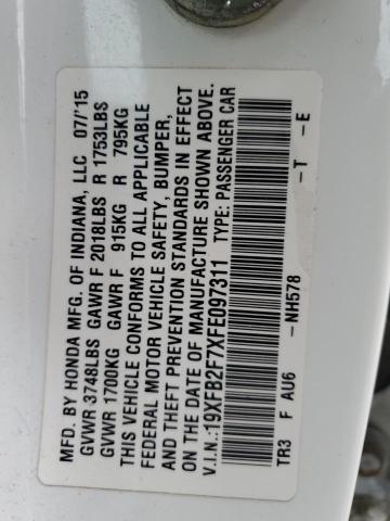 2015 HONDA CIVIC SE 19XFB2F7XFE097311