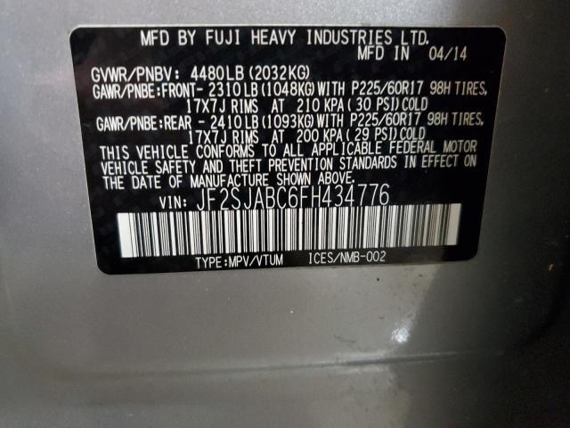 2015 SUBARU FORESTER 2 - JF2SJABC6FH434776
