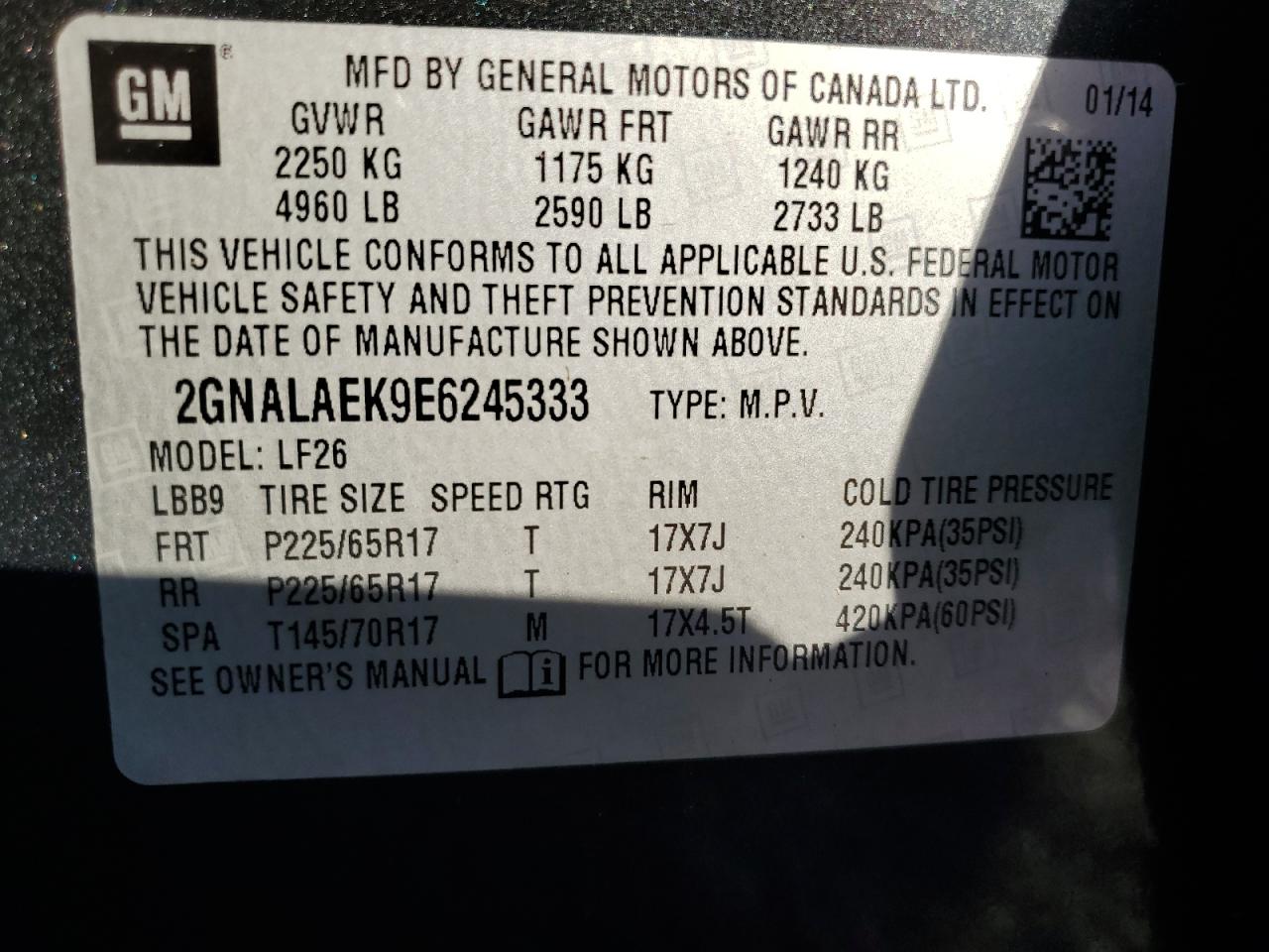 Lot #3033018988 2014 CHEVROLET EQUINOX LS