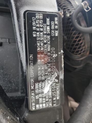 2013 SUZUKI GSX-R600 JS1GN7FA5D2100320