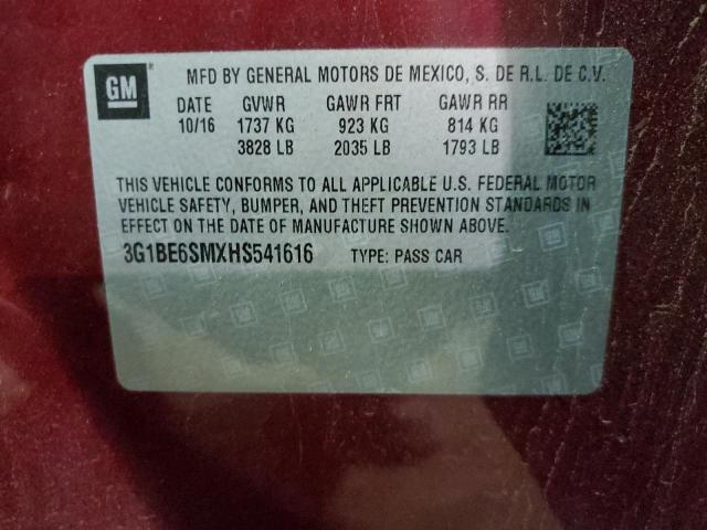 2017 CHEVROLET CRUZE LT - 3G1BE6SMXHS541616