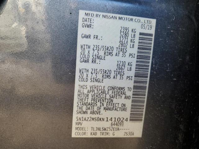 2019 NISSAN MURANO S - 5N1AZ2MS0KN141024