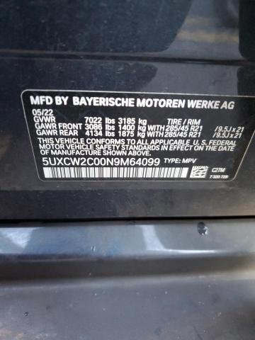2022 BMW X7 XDRIVE4 - 5UXCW2C00N9M64099