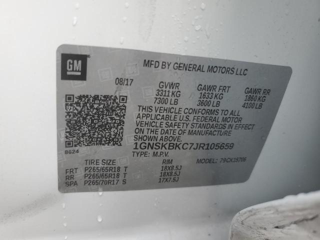 2018 CHEVROLET TAHOE 1GNSKBKC7JR105659