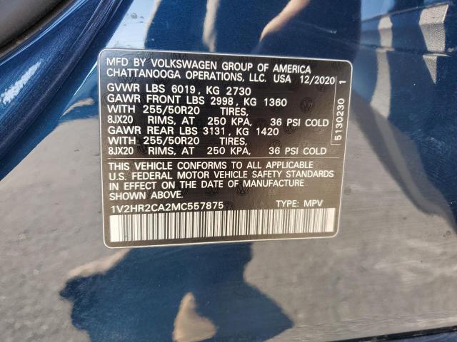 2021 VOLKSWAGEN ATLAS SE - 1V2HR2CA2MC557875