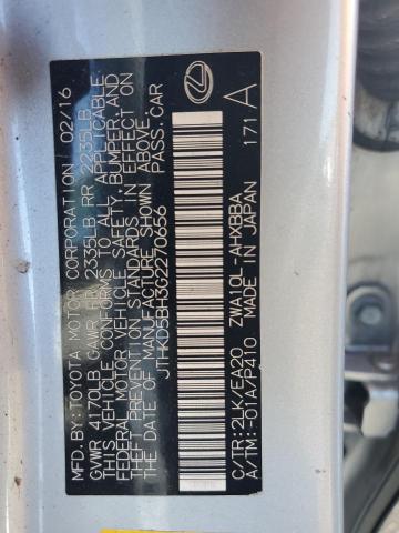 2016 LEXUS CT 200 JTHKD5BH3G2270656