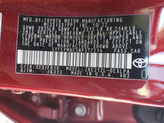 2022 TOYOTA COROLLA LE - 5YFEPMAE5NP377214