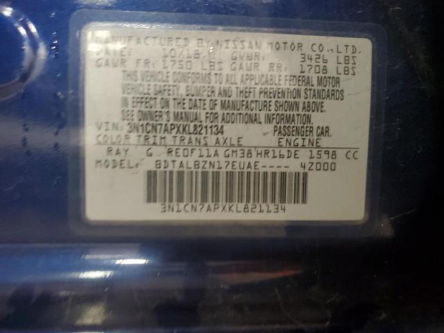 2019 NISSAN VERSA S - 3N1CN7APXKL821134