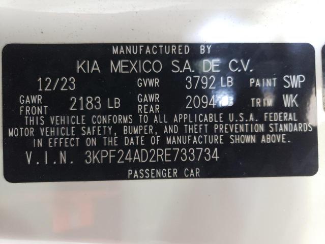 VIN 3KPF24AD2RE733734 2024 KIA FORTE no.12