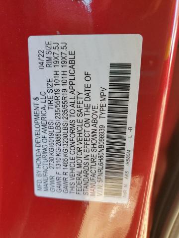 2022 HONDA ODYSSEY TO - 5FNRL6H80NB066939