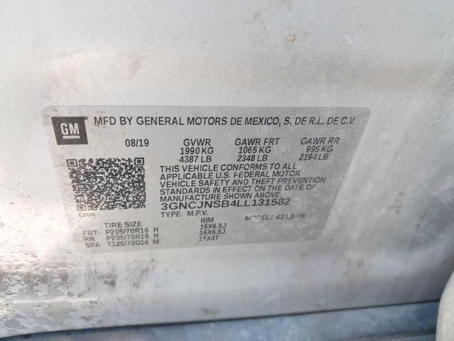 VIN 3GNCJNSB4LL131582 2020 CHEVROLET TRAX no.10