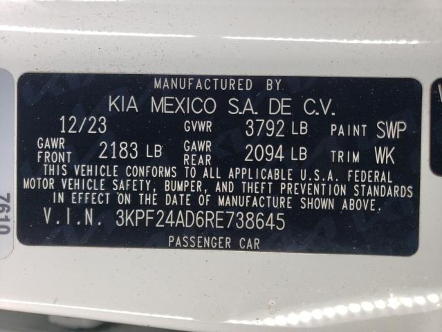 VIN 3KPF24AD6RE738645 2024 KIA FORTE no.12