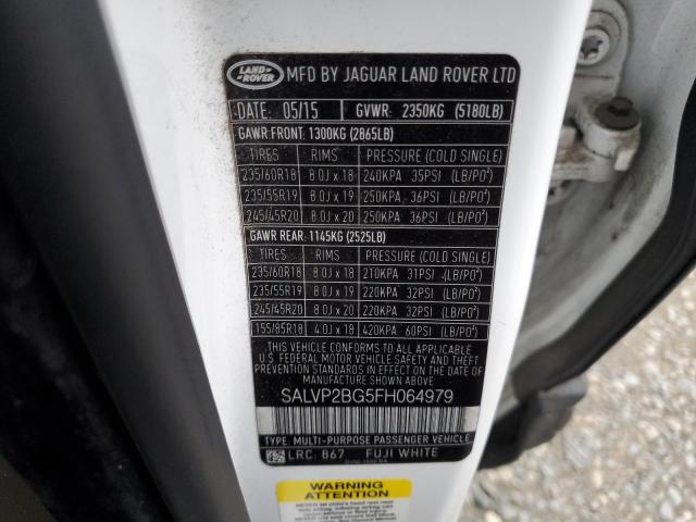 2015 LAND ROVER RANGE ROVE - SALVP2BG5FH064979