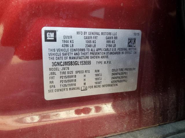 2016 CHEVROLET TRAX LTZ 3GNCJMSB3GL153699