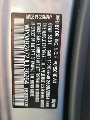 2018 PORSCHE PANAMERA 4 - WP0AB2A72JL136264