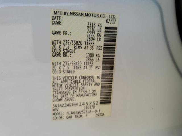 2017 NISSAN MURANO S 5N1AZ2MG3HN145752