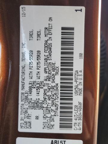 2016 TOYOTA TUNDRA CRE - 5TFAW5F17GX518494