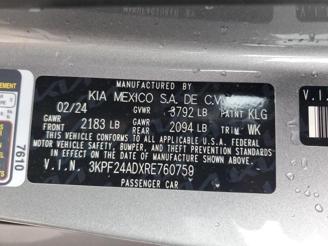 VIN 3KPF24ADXRE760759 2024 KIA FORTE no.13