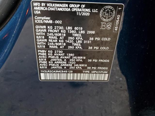 2021 VOLKSWAGEN ATLAS COMF 1V2LR2CA3MC545129