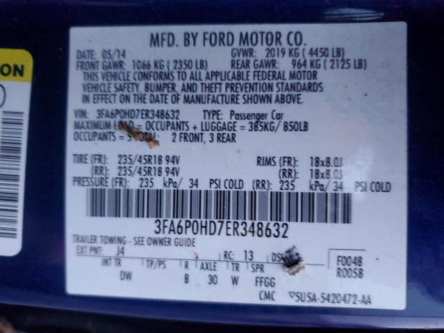 VIN 3FA6P0HD7ER348632 2014 FORD FUSION no.13