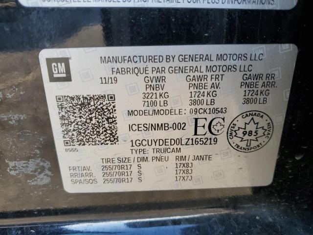 2020 CHEVROLET SILVERADO - 1GCUYDED0LZ165219