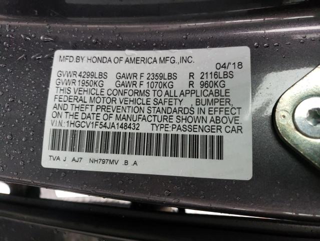2018 HONDA ACCORD EXL - 1HGCV1F54JA148432