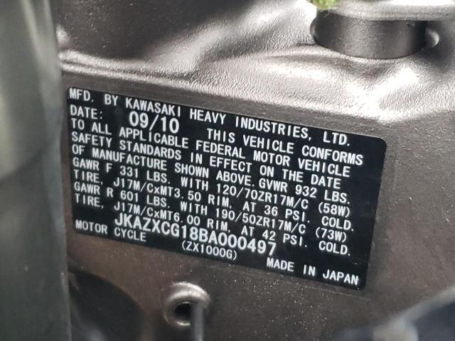 2011 KAWASAKI ZX1000 G - JKAZXCG18BA000497